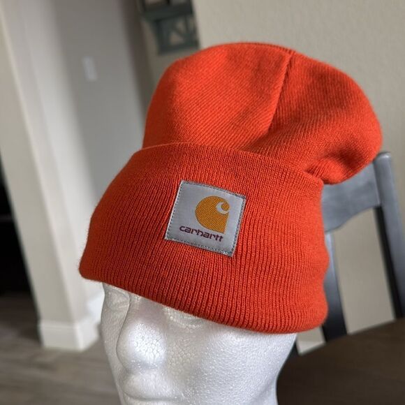 NWOT Carhartt Orange KNIT CUFFED BEANIE Patch Warm - Picture 2 of 7